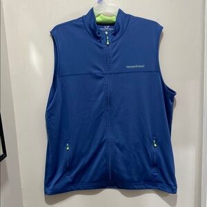 Vineyard Vines Blue Vest with Lime Accents Men's XXL Full Zip with Pockets